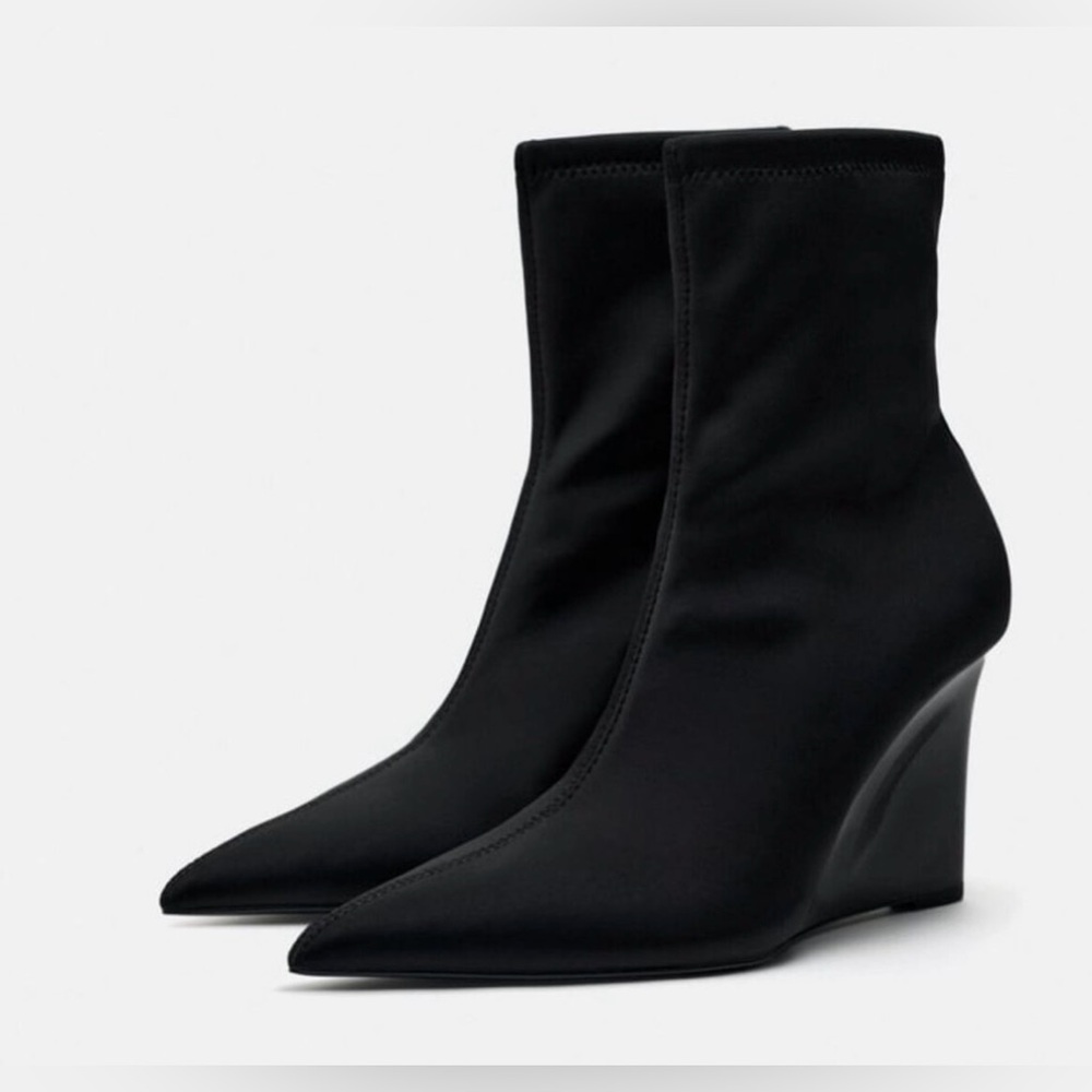 Zara Stretch Wedge Ankle Boots Size 7.5 or 38 (Final price $89)